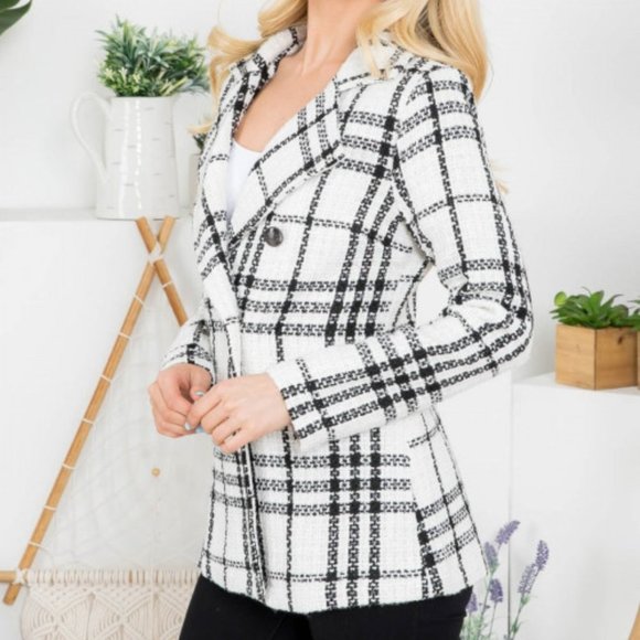 Business Class White Black tweed  Blazer - Picture 3 of 5